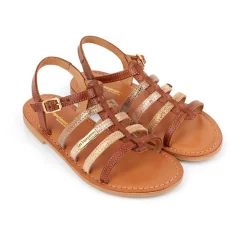 :Sandale Enfant Mongue Tan/Or - Les Tropéziennes en cuir