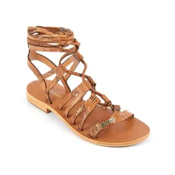 Sandale Femme Hercule Serpent Camel - Les Tropéziennes en cuir
