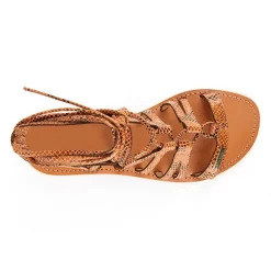 Sandale Femme Hercule Serpent Camel - Les Tropéziennes en cuir