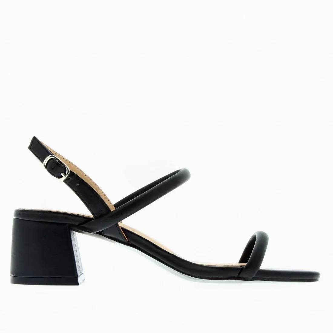 Sandales à talons minimalistes Femme - Noir mat