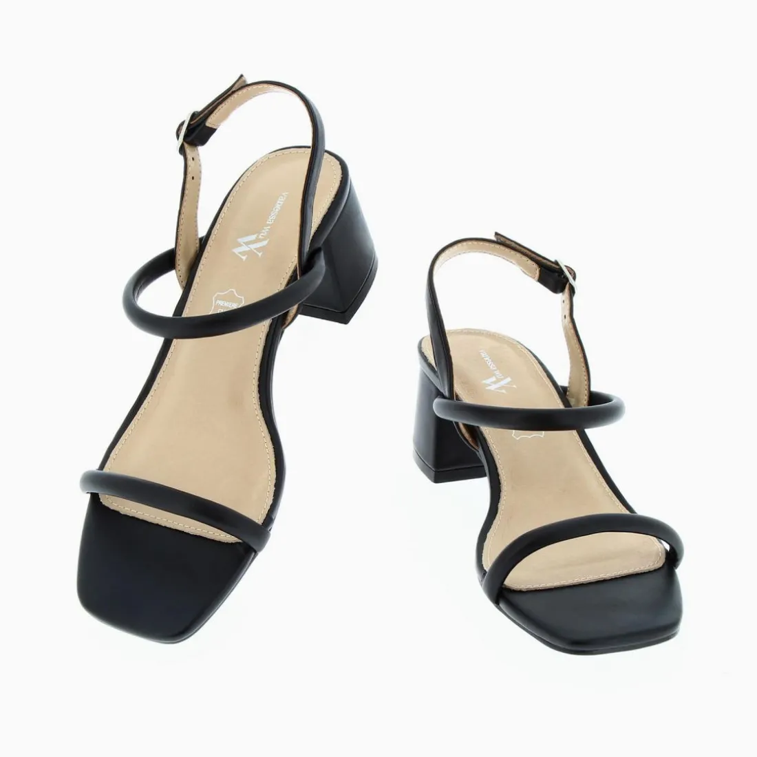 Sandales à talons minimalistes Femme - Noir mat