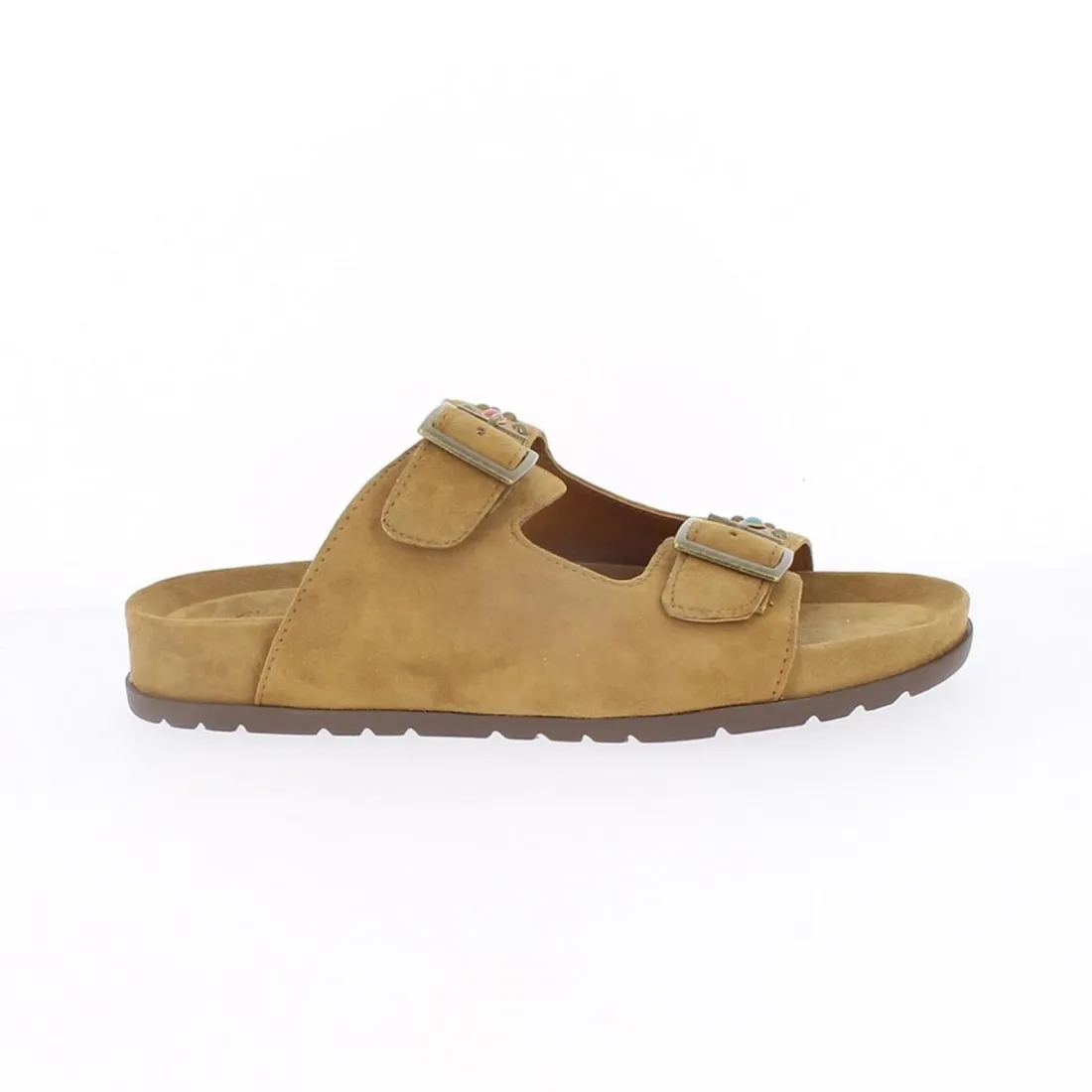 Sandales Femme En Cuir - Jaune marron