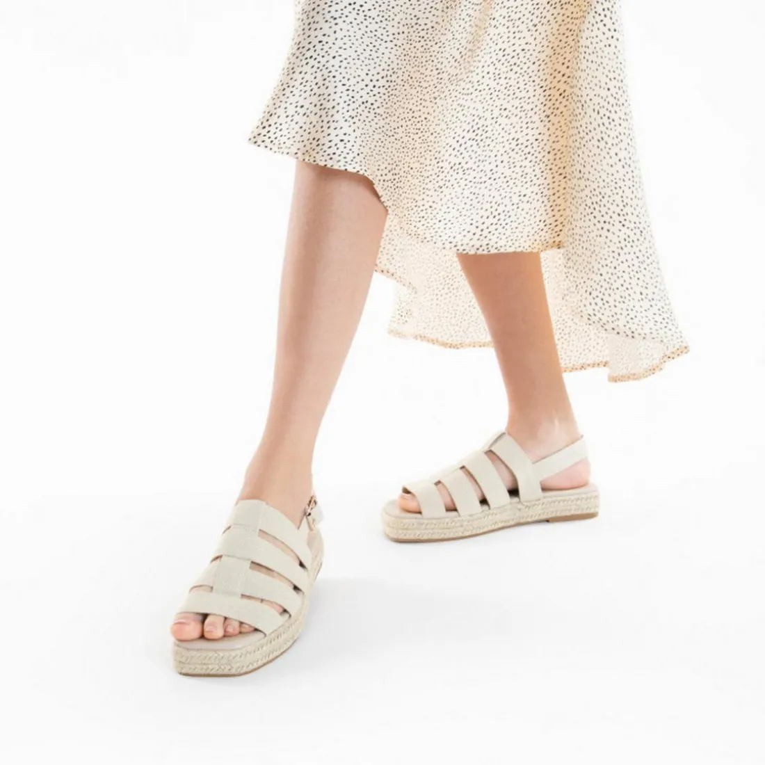 Sandales plateformes à brides Femme - Beige