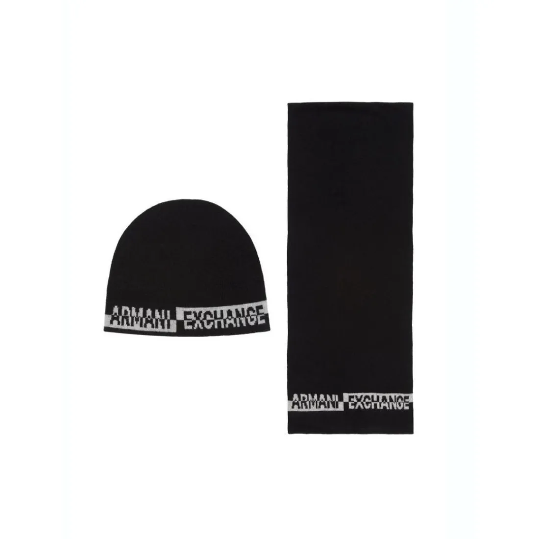 Set bonnet et écharpe homme noir