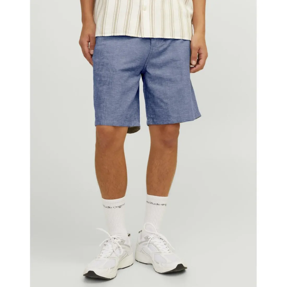 Short coupe classique homme bleu denim en coton Caleb