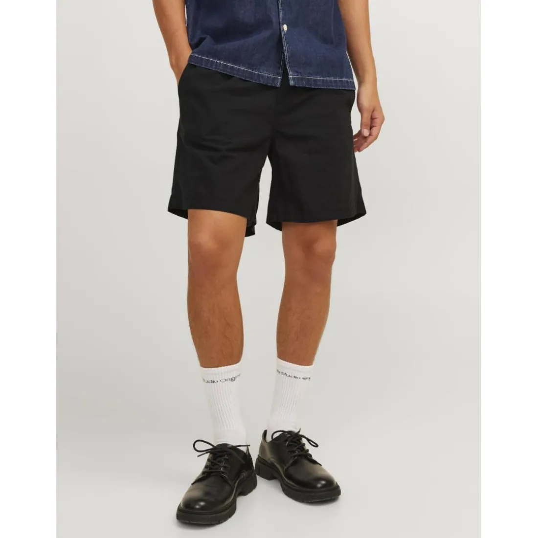Short de jogging homme noir en coton