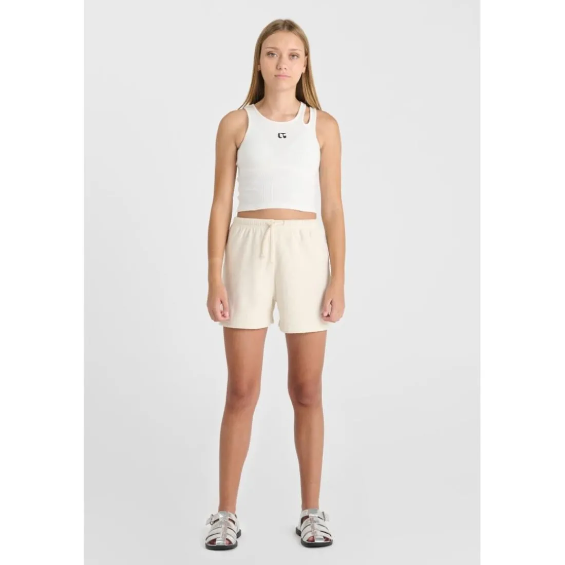 Short fille EDOXAGI blanc Pey en coton
