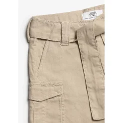 Short fille taille haute Kally beige sable blanc en coton