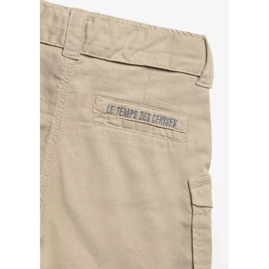 Short fille taille haute Kally beige sable blanc en coton