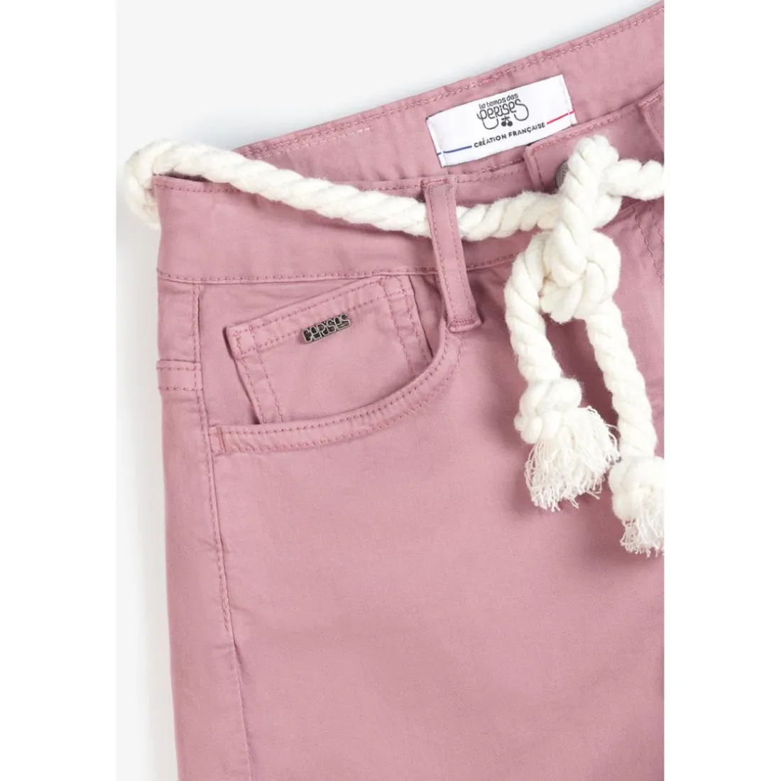 Short fille TIKO rose en coton