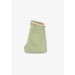 Short fille Tiko taille haute vert amande en coton