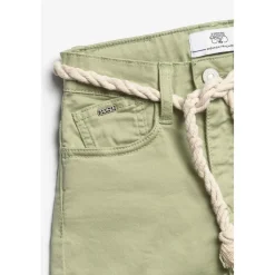 Short fille Tiko taille haute vert amande en coton