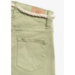 Short fille Tiko taille haute vert amande en coton