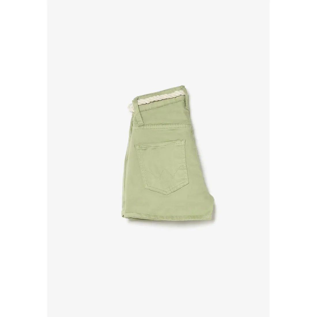 Short fille Tiko taille haute vert amande en coton