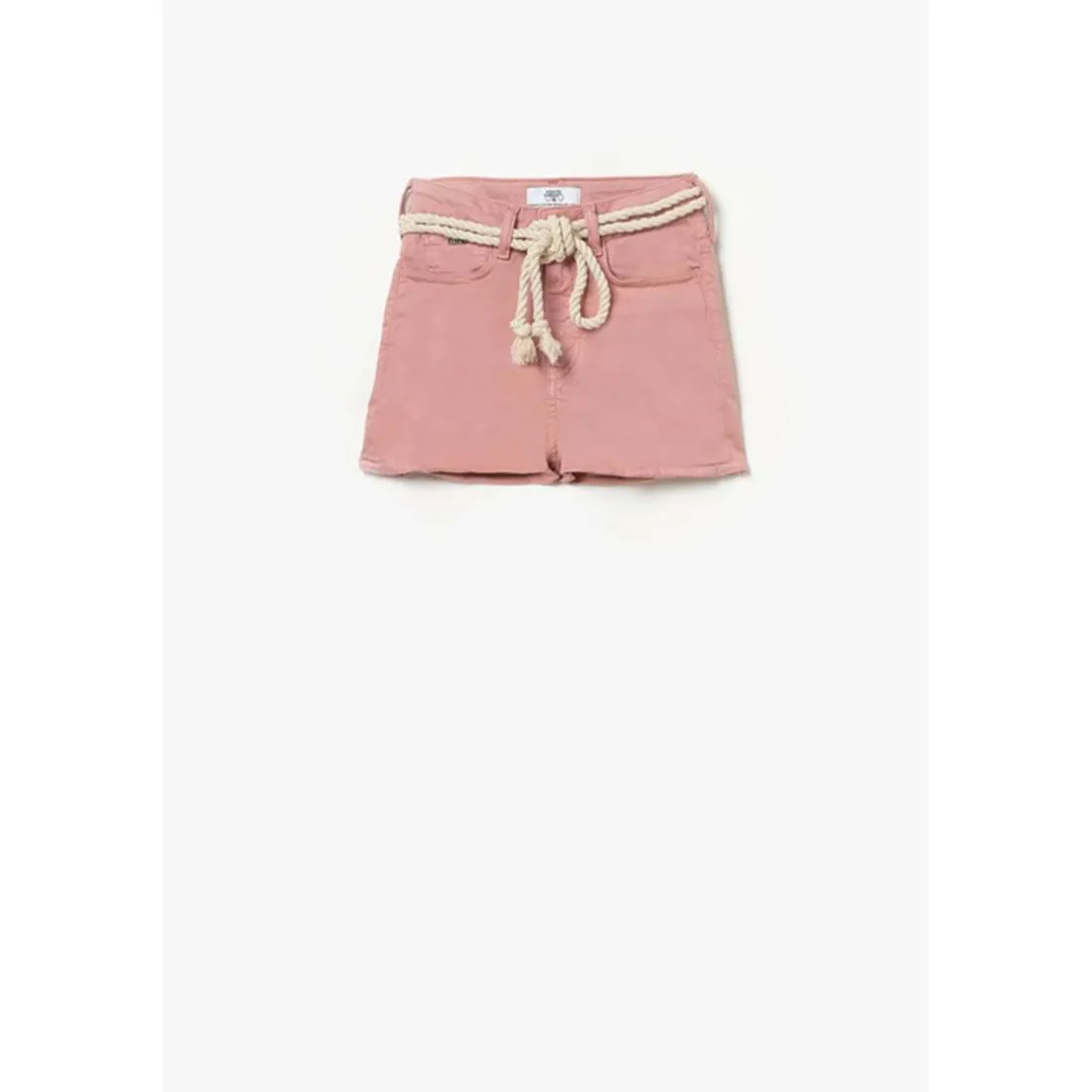Short fille TIKO taille haute en coton rose