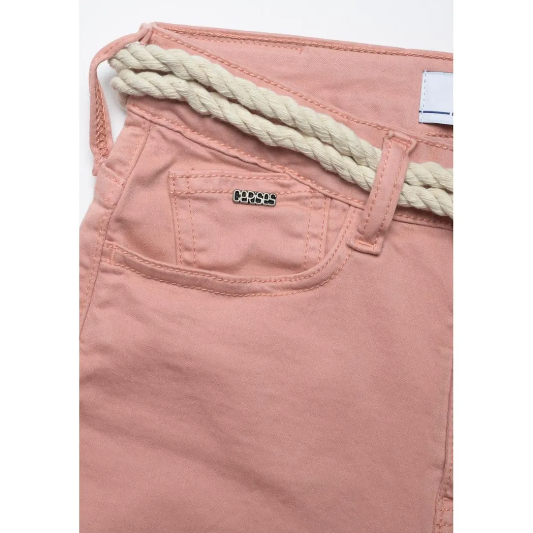 Short fille TIKO taille haute en coton rose