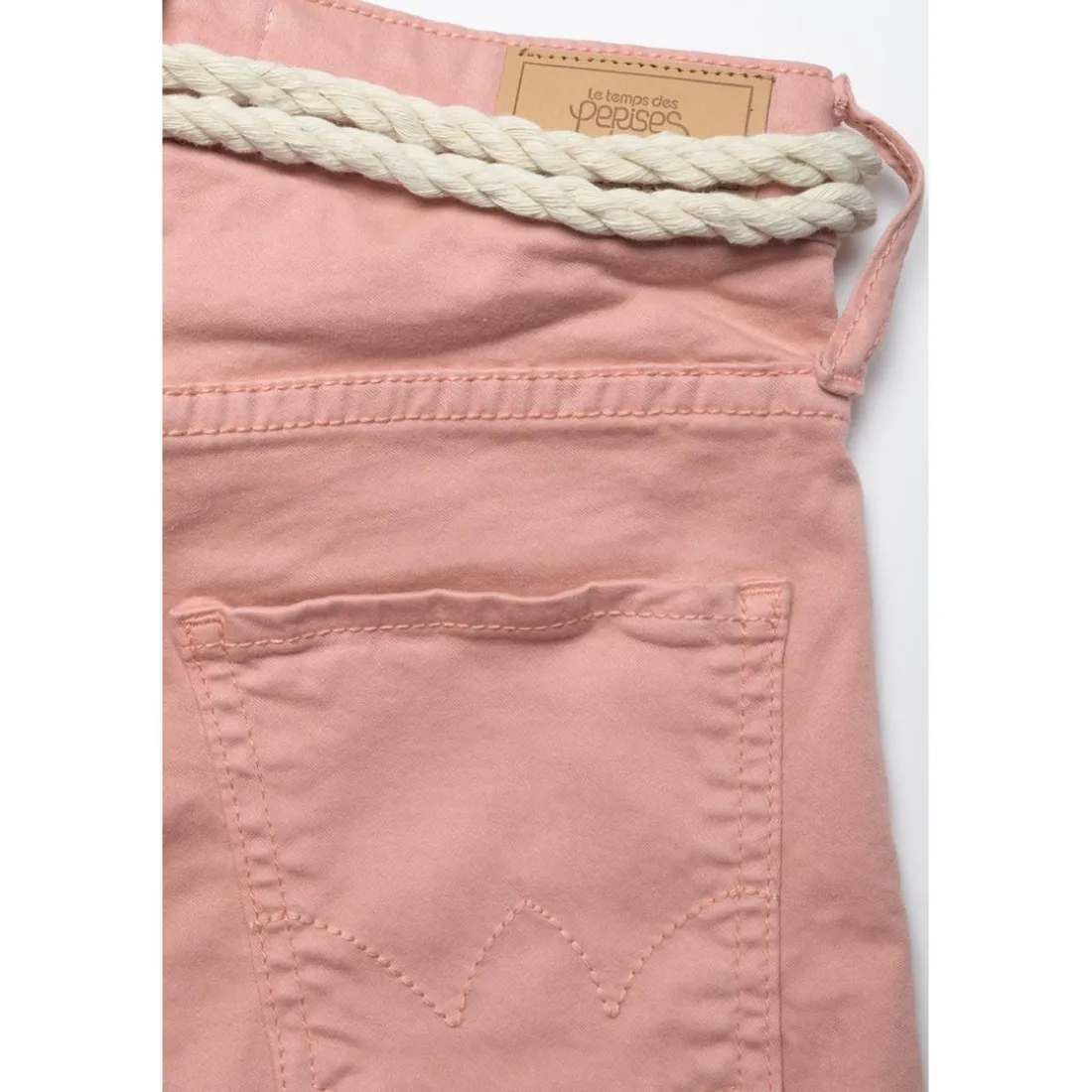 Short fille TIKO taille haute en coton rose