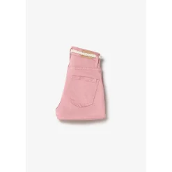Short fille Tiko taille haute rose poudré en coton