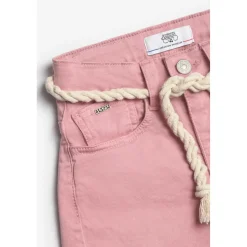 Short fille Tiko taille haute rose poudré en coton