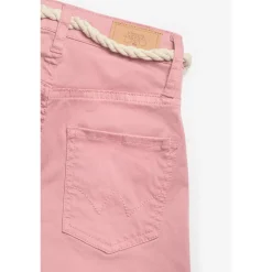 Short fille Tiko taille haute rose poudré en coton