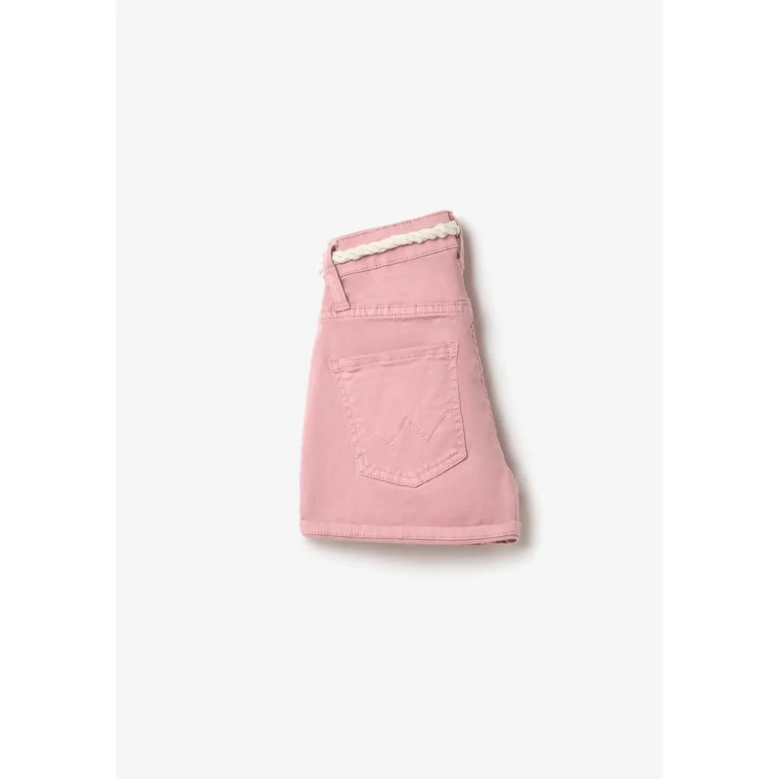 Short fille Tiko taille haute rose poudré en coton