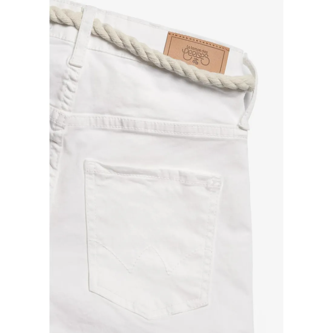 Short fille Tiko taille haute blanc en coton