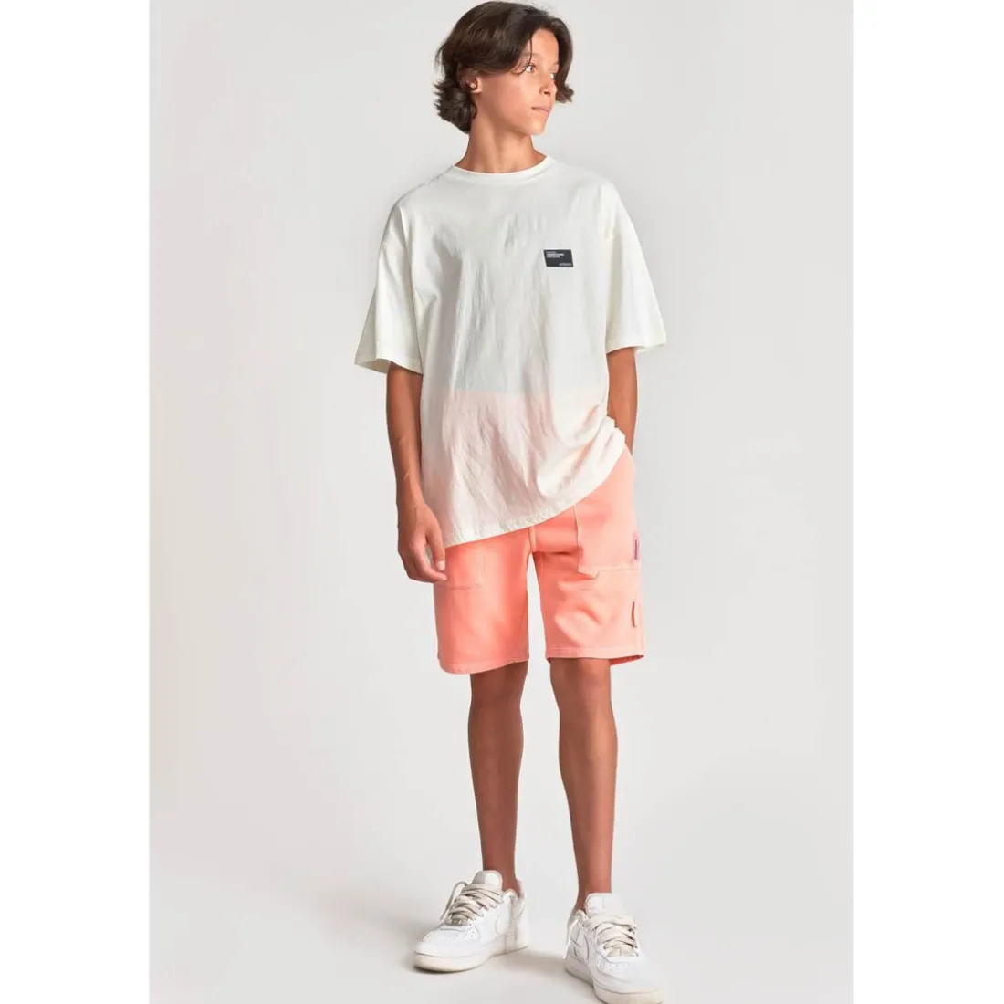 Short garçon NARCIBO rose saumon en coton