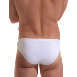 Slip blanc ceinture élastiquée en coton