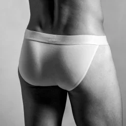 Slip échancré homme en coton et modal blanc