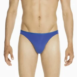 SLIP MICRO UNI BLEU EN MICROFIBRE ULTRA LEGERE – PLUMES Micro Briefs bleu