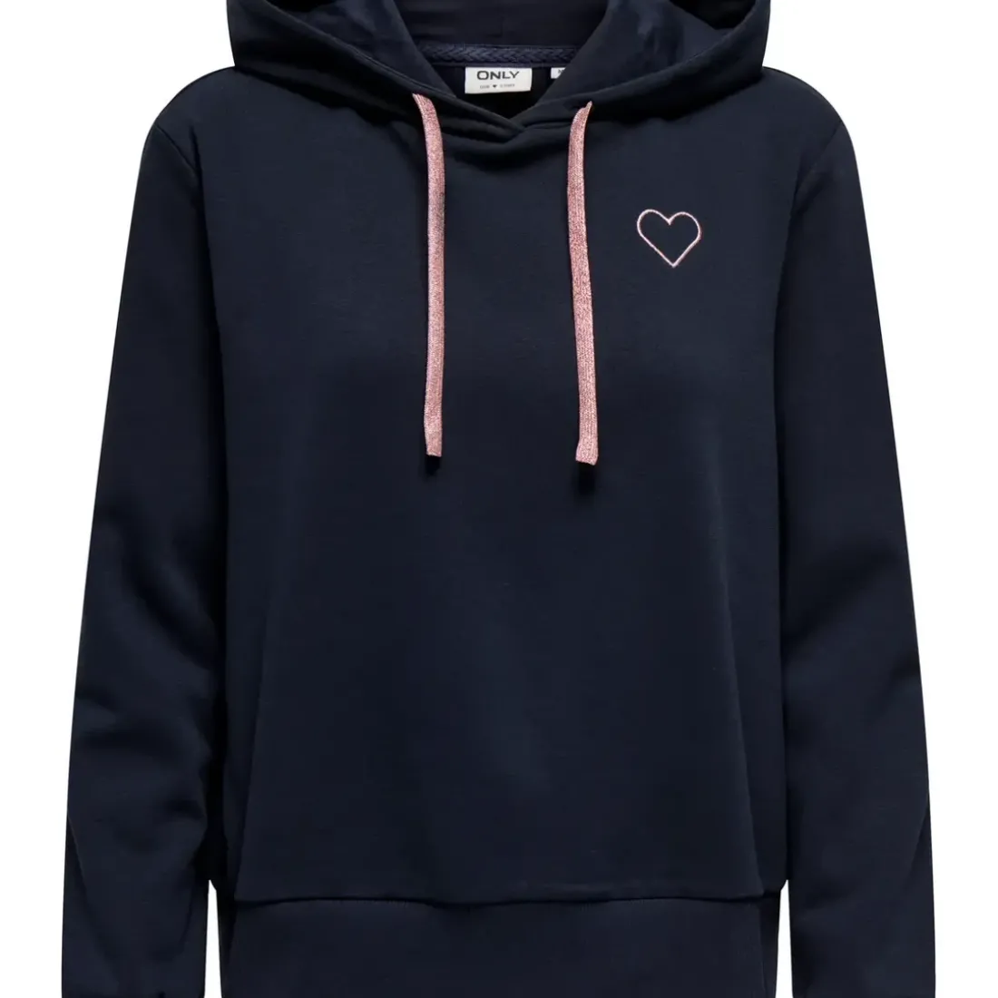 Sweat à capuche Noli - Bleu Minuit/ Coeur rose gold en coton Maia