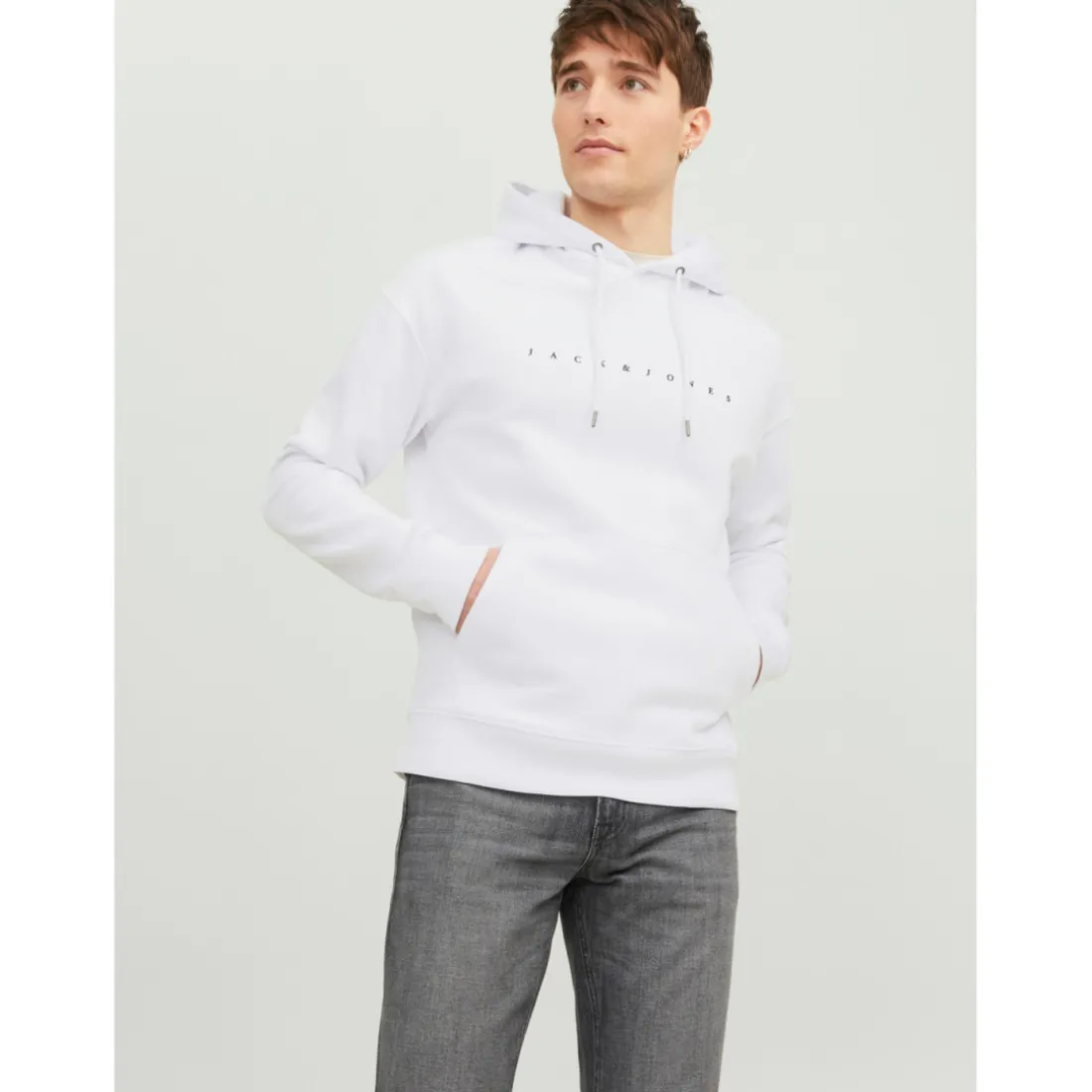 Sweat à capuche Relaxed Fit Manches courtes Blanc en coton