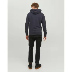 Sweat à capuche Relaxed Fit Manches courtes Bleu Marine en coton