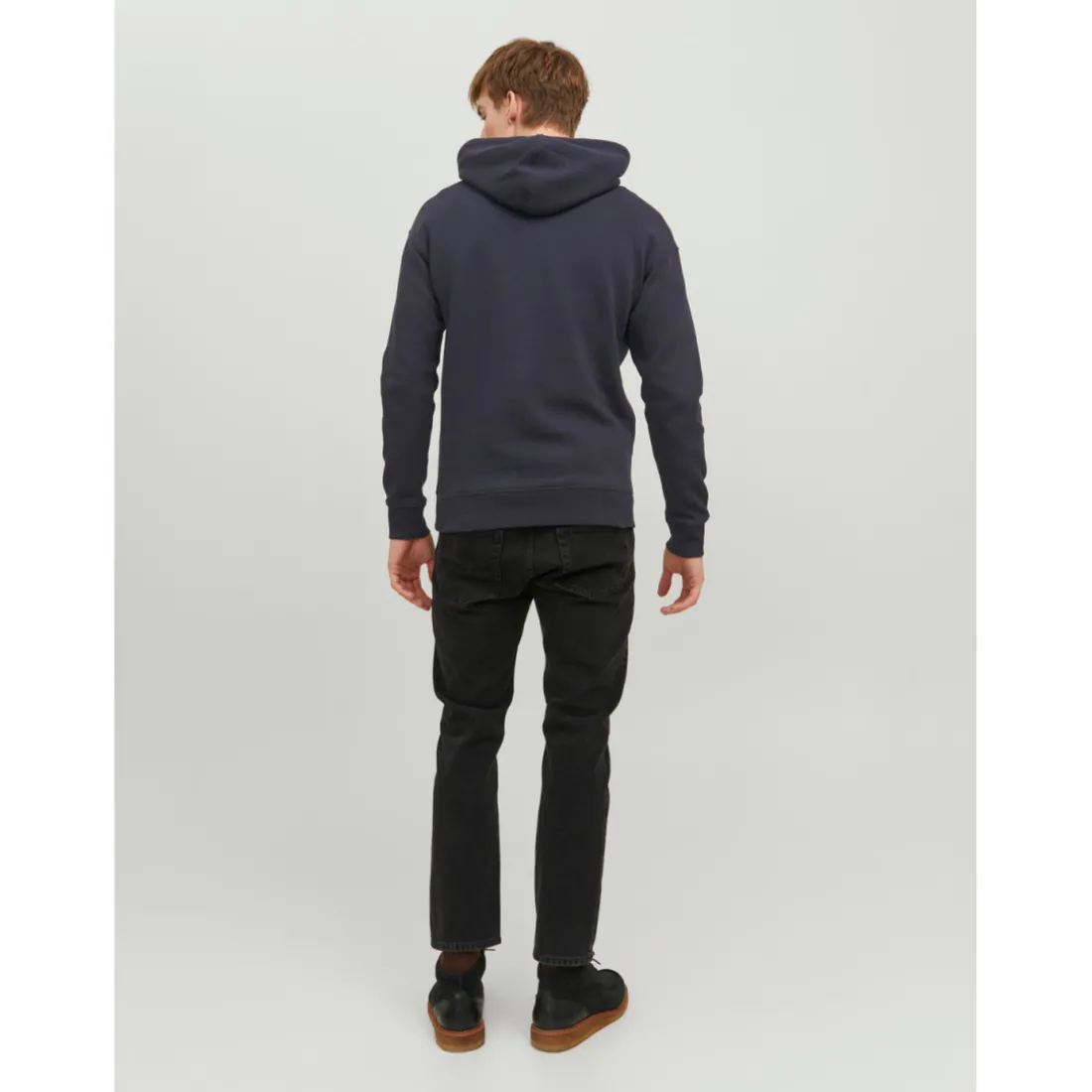 Sweat à capuche Relaxed Fit Manches courtes Bleu Marine en coton