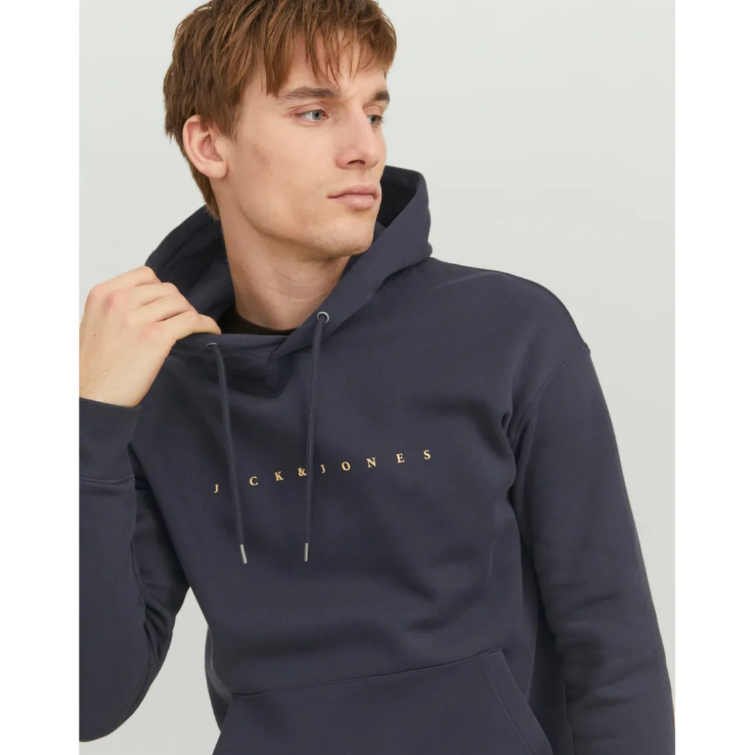 Sweat à capuche Relaxed Fit Manches courtes Bleu Marine en coton