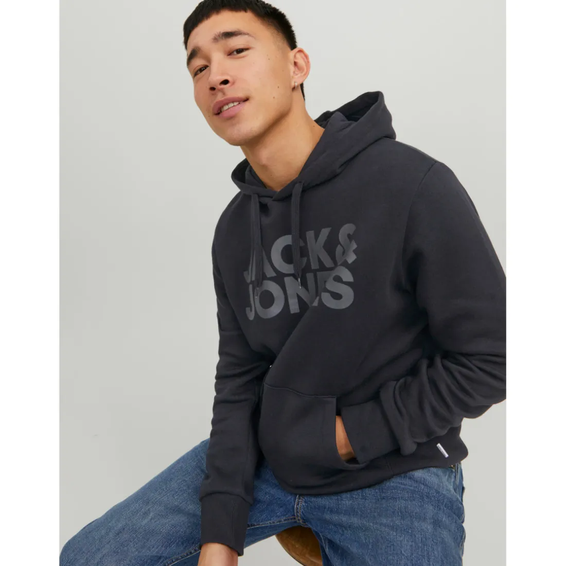 Sweat à capuche Standard Fit Manches longues Noir John
