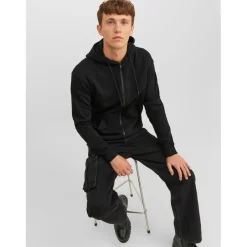 Sweat à capuche zippé Relaxed Fit Manches longues Noir Sean