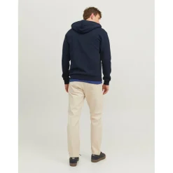 Sweat à capuche zippé Relaxed Fit Manches longues Bleu Marine Gus