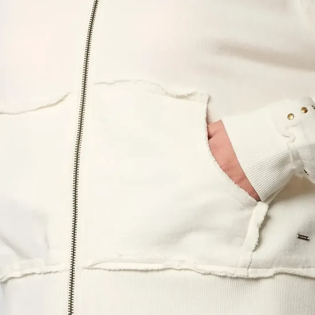 Sweat à capuche zippé VITRA blanc en coton
