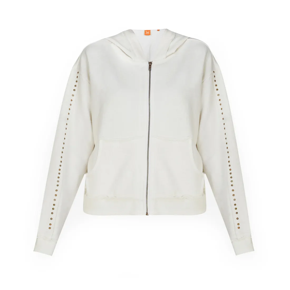 Sweat à capuche zippé VITRA blanc en coton
