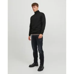 Sweat à col roulé Relaxed Fit Col haut Manches longues Noir