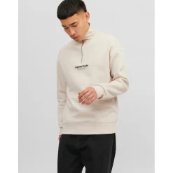 Sweat à col roulé Relaxed Fit Col haut Manches longues Gris Clair en coton
