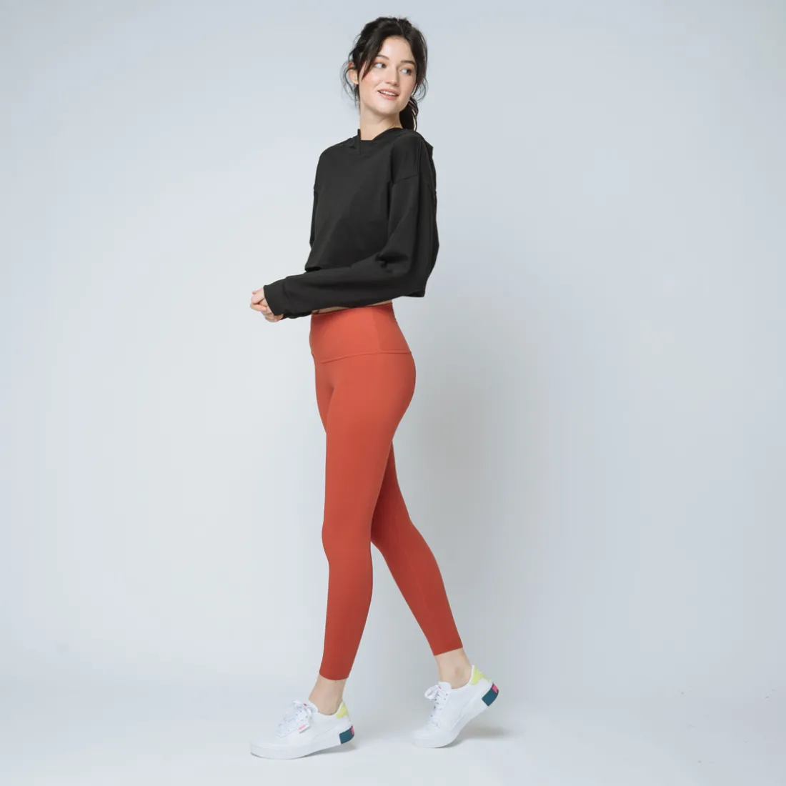 Sweat capuche crop top Coton Femme noir
