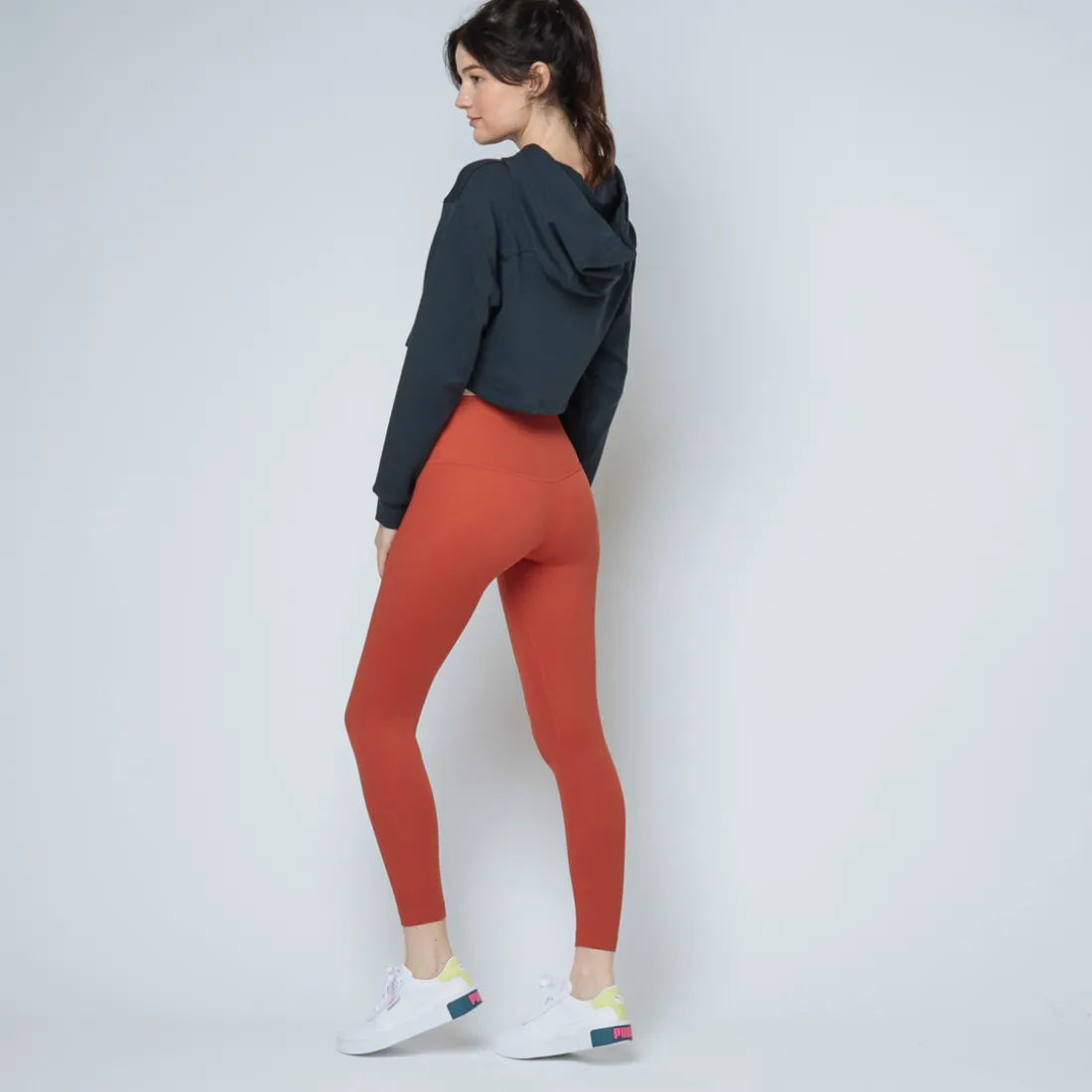 Sweat capuche crop top Coton Femme bleu