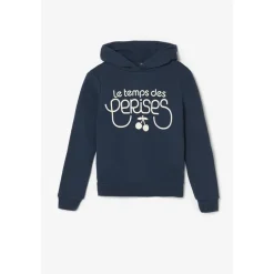 Sweat fille, à capuche Celiagi en coton bleu marine