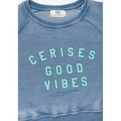 Sweat fille, court Daminagi bleu en coton