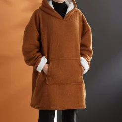 Sweat Plaid Bouclette en polyester CAPUCHE 70 x 87 MOKA Caramel