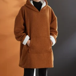 Sweat Plaid Bouclette en polyester CAPUCHE 70 x 87 MOKA Caramel