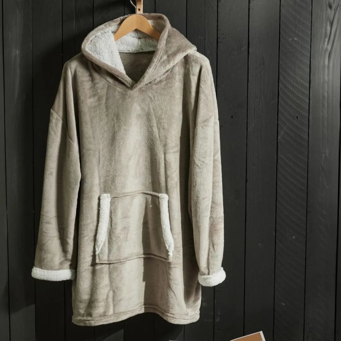 Sweat Plaid Polaire en Polyester 70 x 87 BIEN AU CHAUD Beige