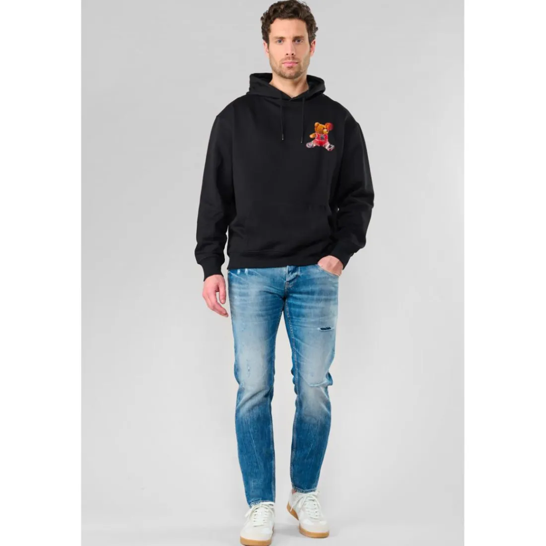 Sweat-Shirt capuche LORO noir en coton Ole